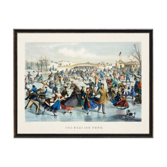 Vintage painting of the skating pond: Shaped Copper & Black 80433 Ra / 10" X 8"