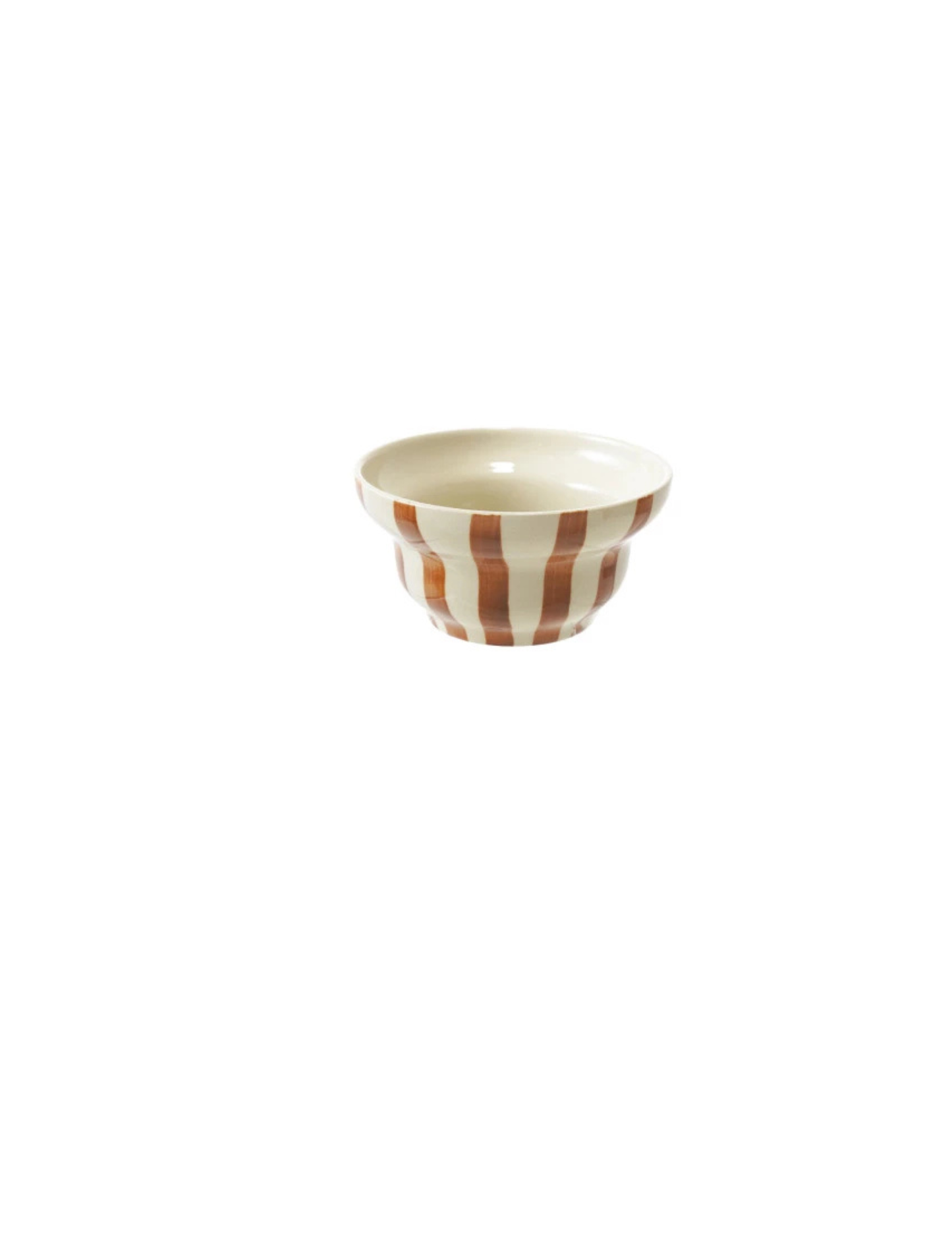 Hand-Painted Stoneware Striped Bowl, 4 Colors