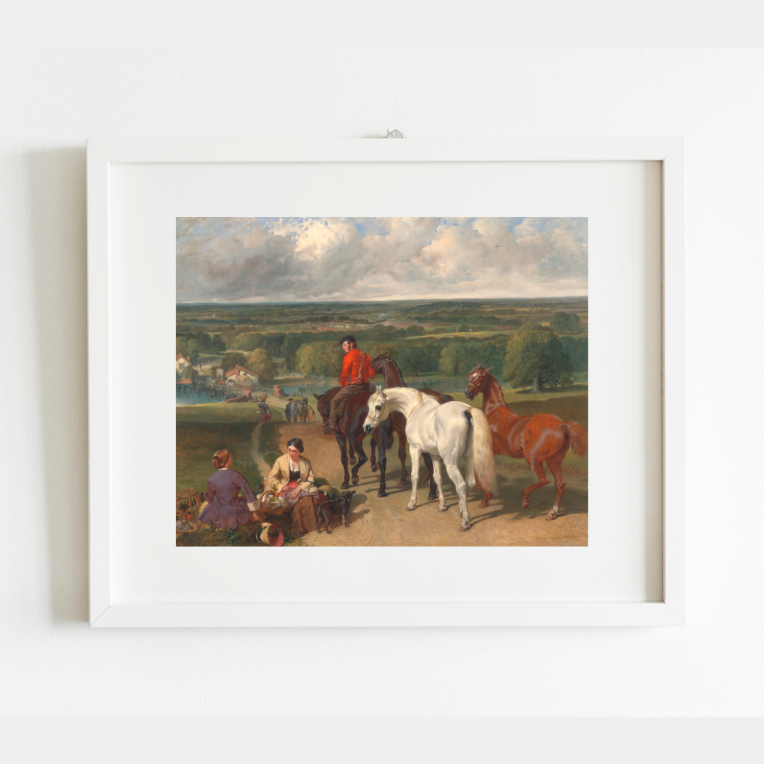 Exercising the Royal Horses Antique Art Print
