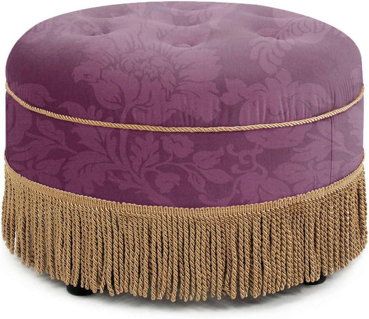 Purple Floral: 24" Round Upholstered Accent Ottoman