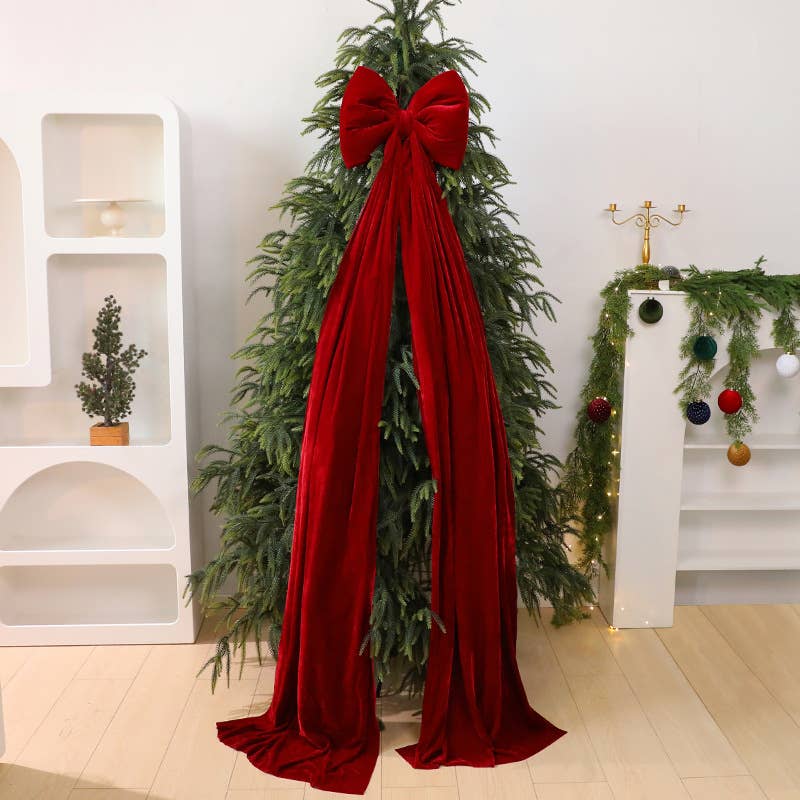 Extra Large Christmas Tree Topper Bow Decor: XL_Burgundy / L