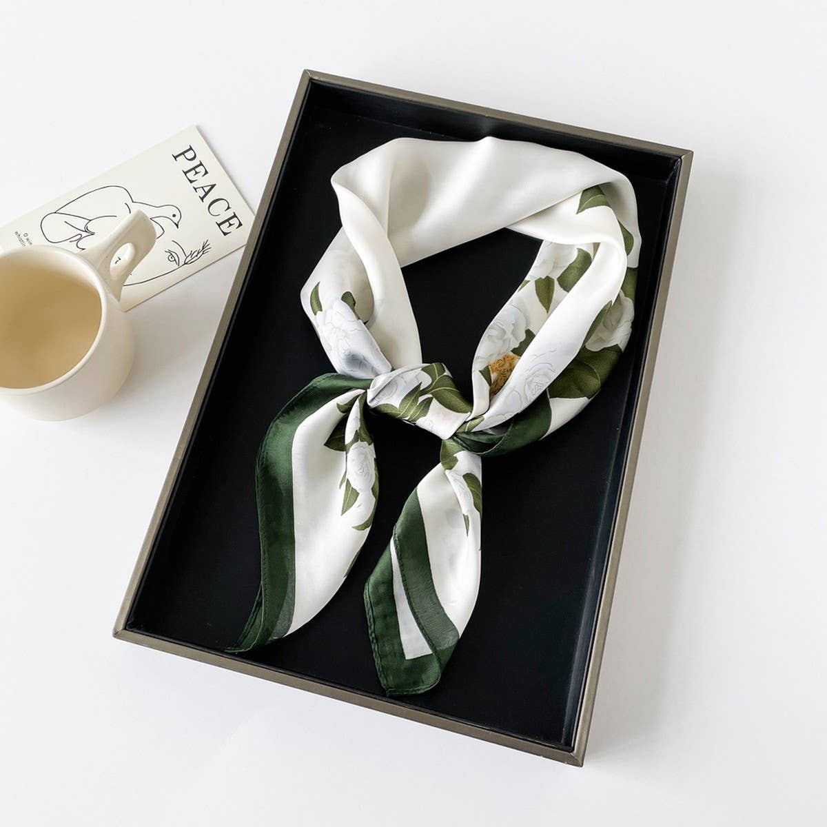 Letter Print Satin Square Scarf