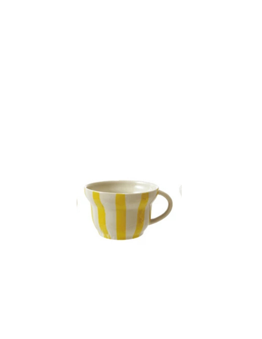8 oz. Hand-Painted Stoneware Striped Mug, 4 Colors