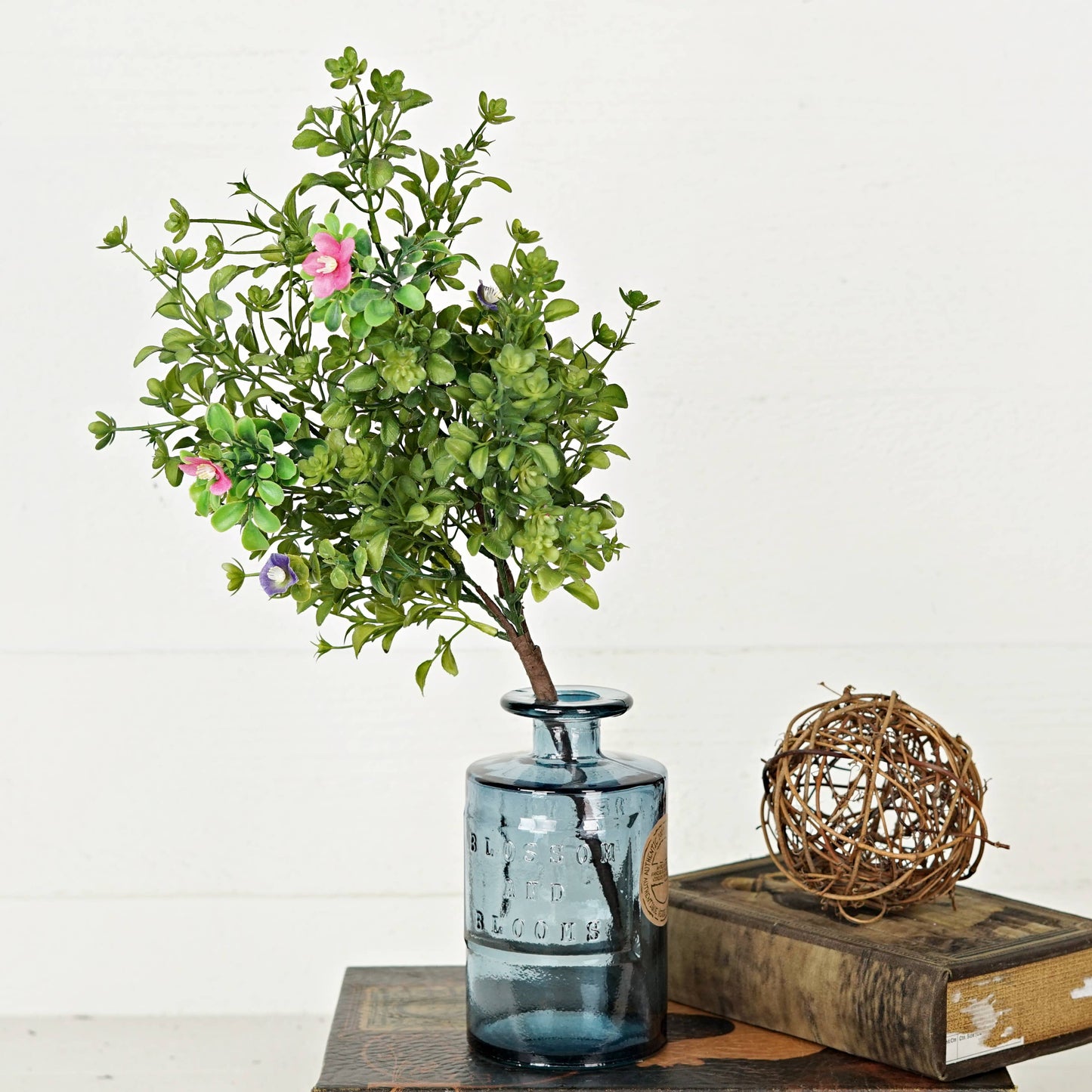 19" Bush-Boxwood w.Spring blossoms
