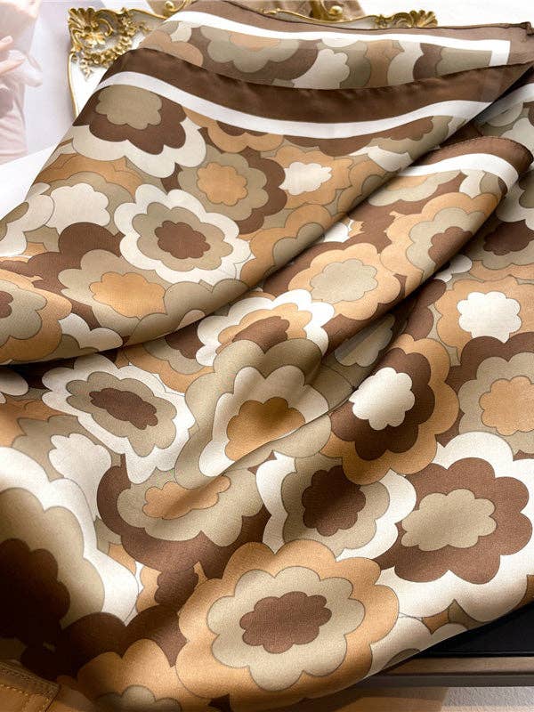 Contrast Color Flower Print Sun Protection Shawl&Scarf: BLUE / One_size