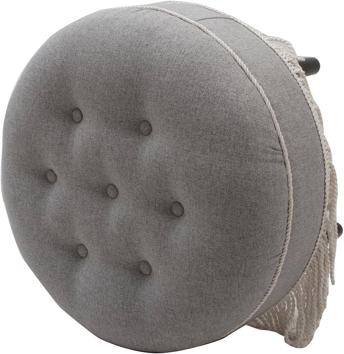 Olive Green: 24" Round Upholstered Accent Ottoman