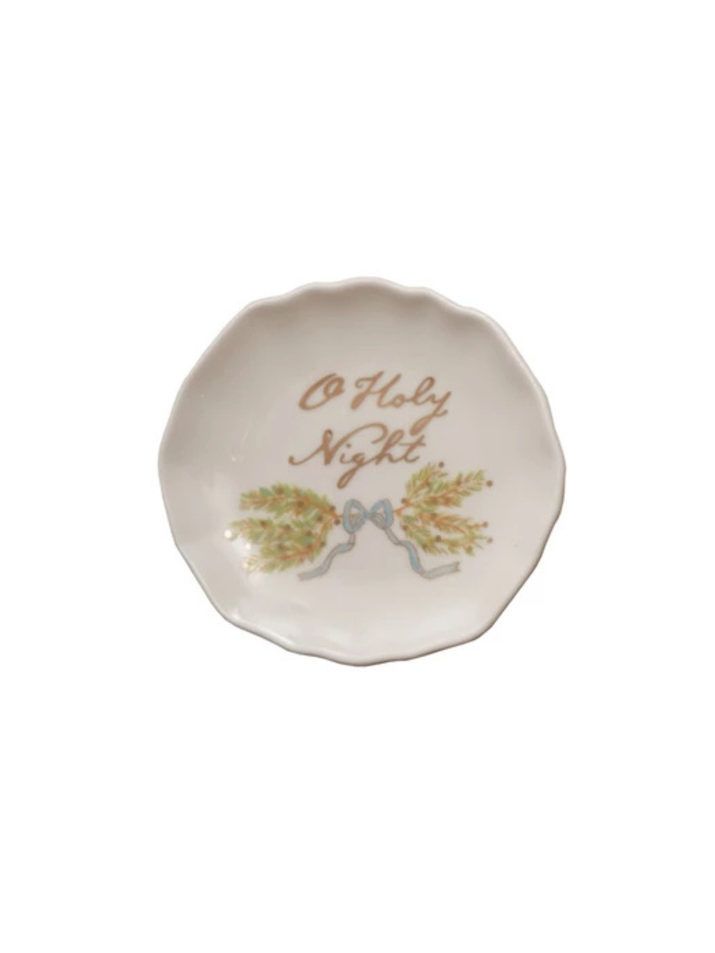 Stoneware Scalloped Plate with Gold Electroplating, 4 Styles