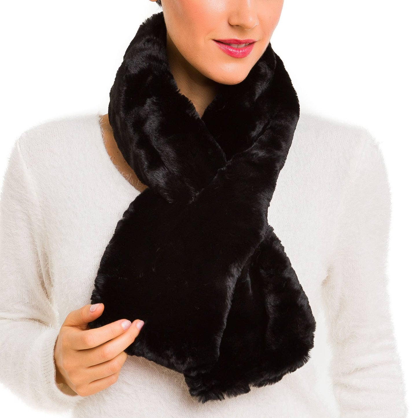 black- Faux Fur Scarves
