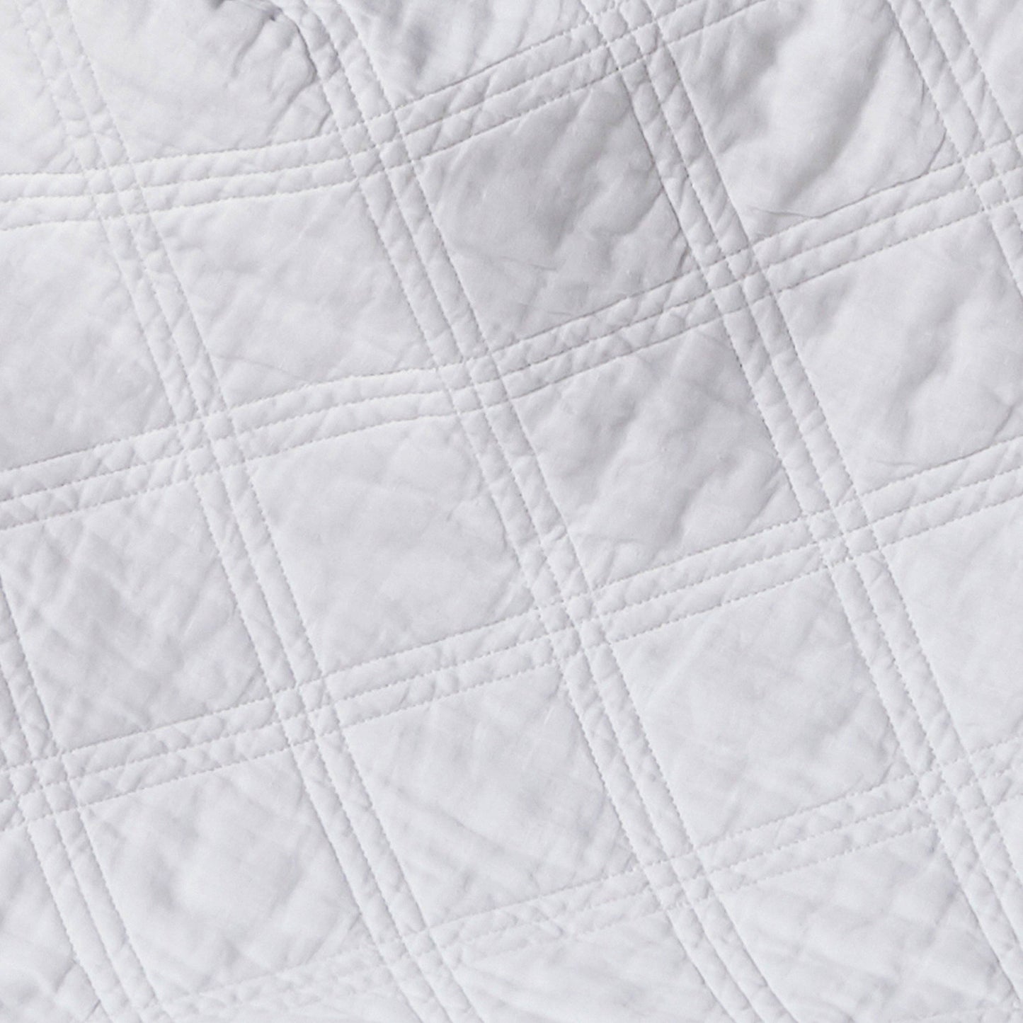 French Flax Washed Linen Quilted Throw: White