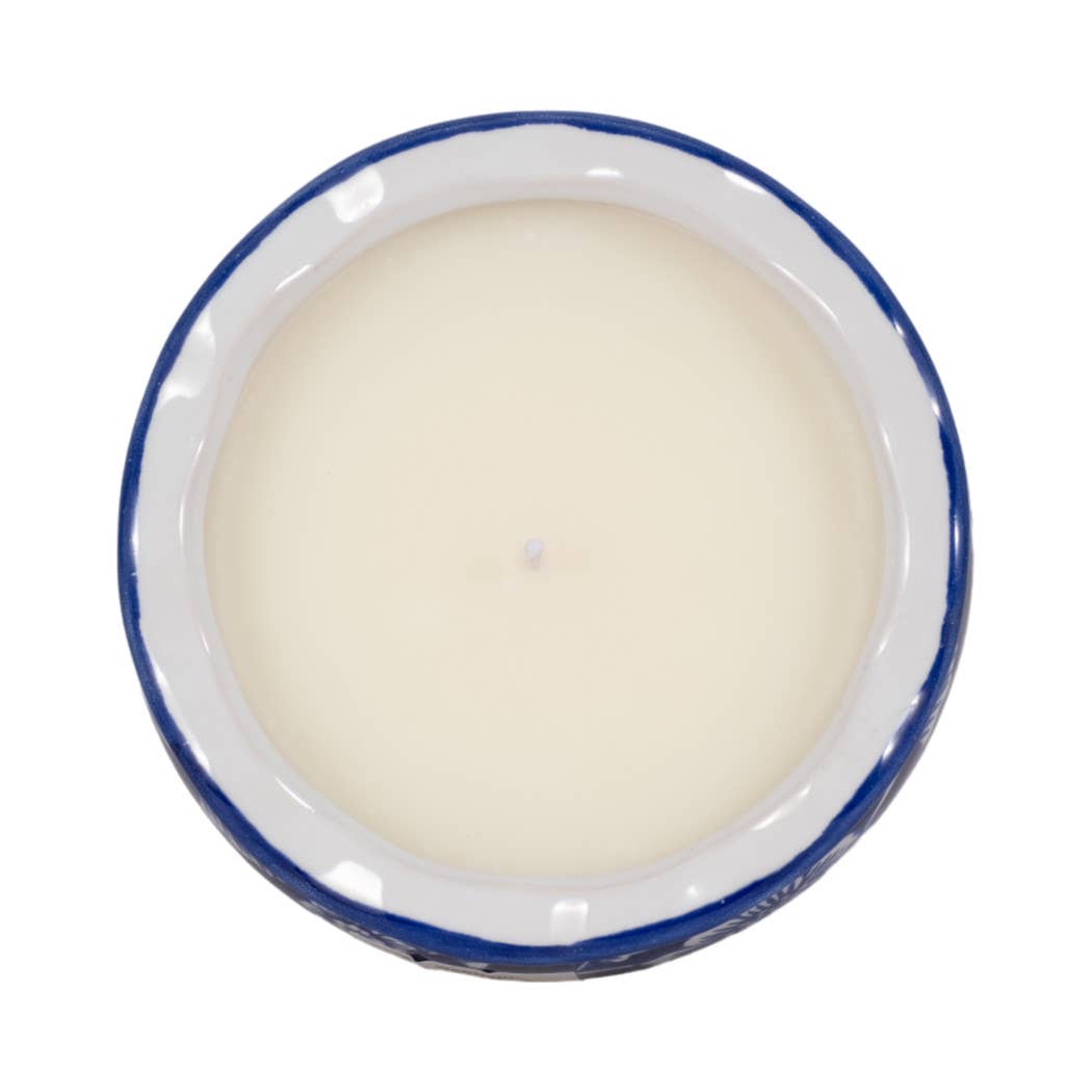 Candle - Blue/White Ceramic Chinoiserie Peony, 7 Oz