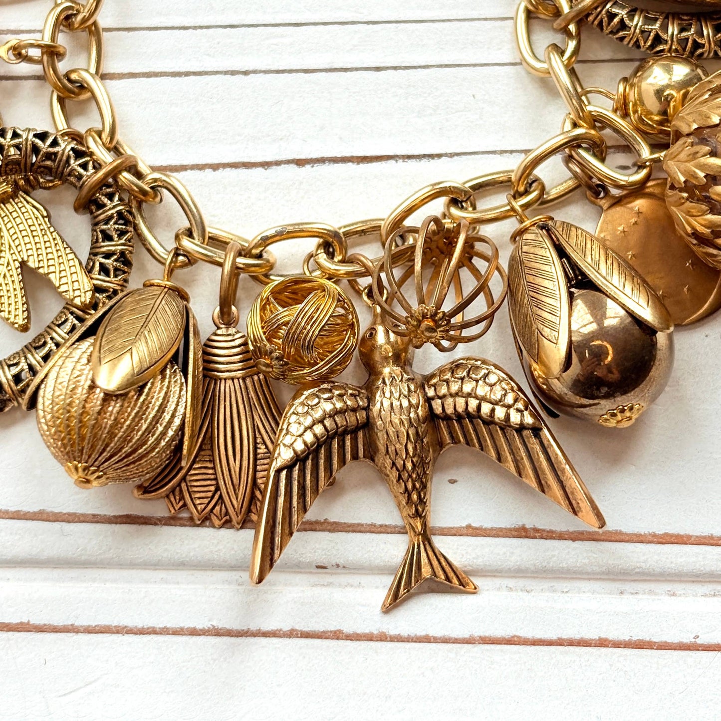 Vintage Inspired Gilded Charm Bracelet