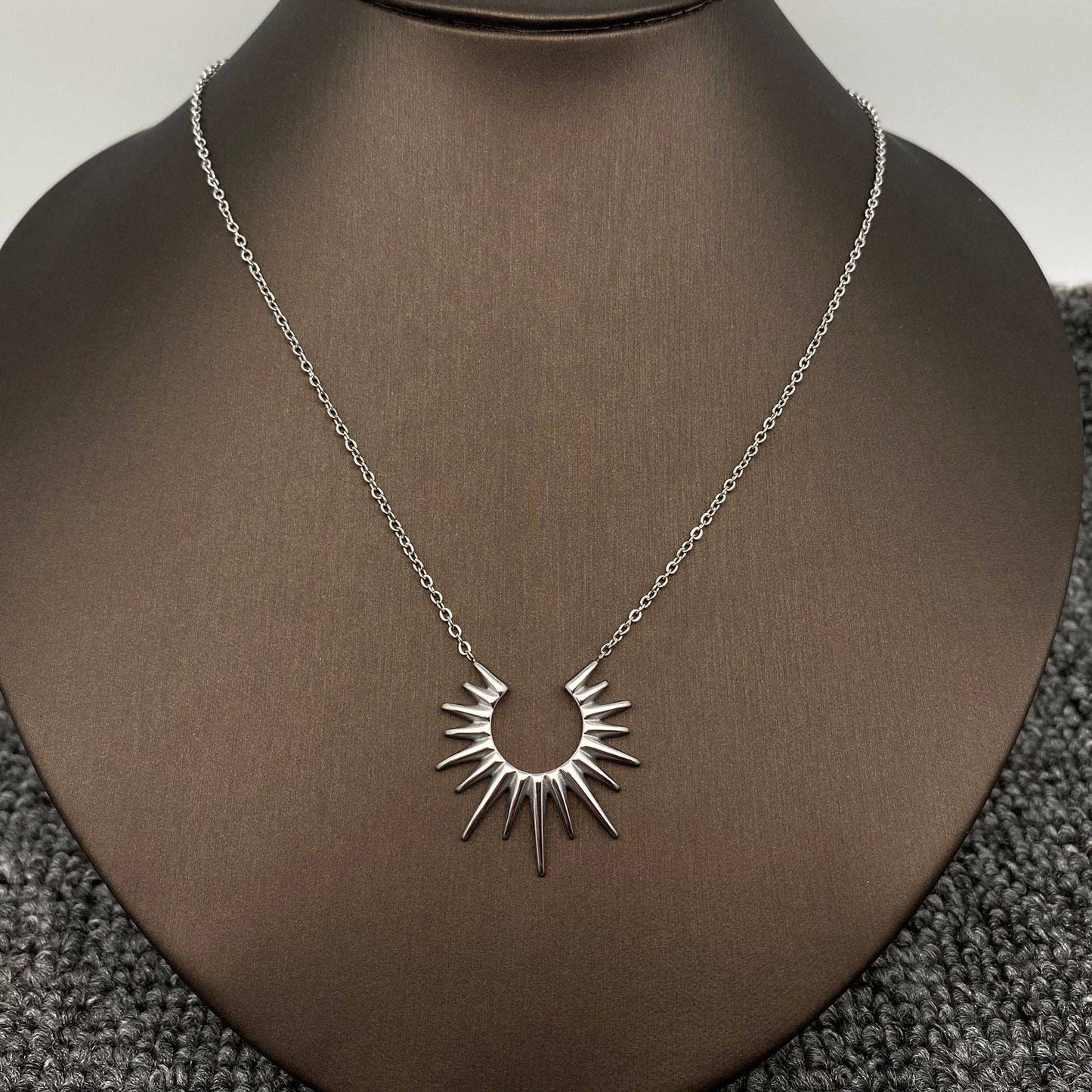 FGS- Sunburst Charm 18K Gold Plated Stainless Steel Necklace