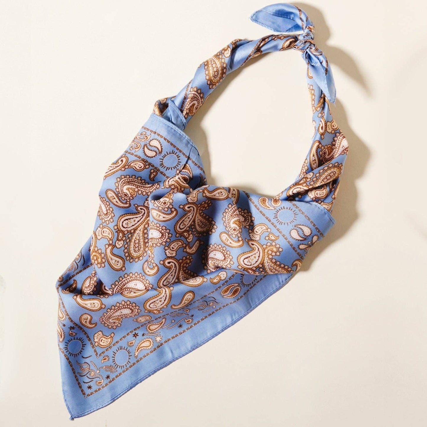 Elegant Paisley Soft Scarf | Timeless Silk-Feel Polyester Bandana: Camel / One