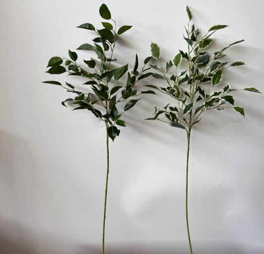 33''T Soft Touch Banyan Leaves Stem, Faux Greenery Stem: Mixture