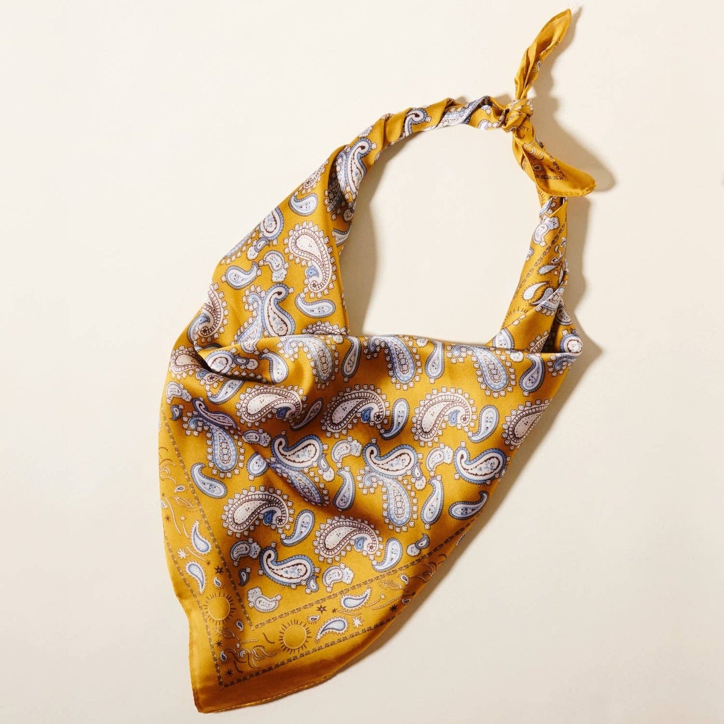 Elegant Paisley Soft Scarf | Timeless Silk-Feel Polyester Bandana: Camel / One