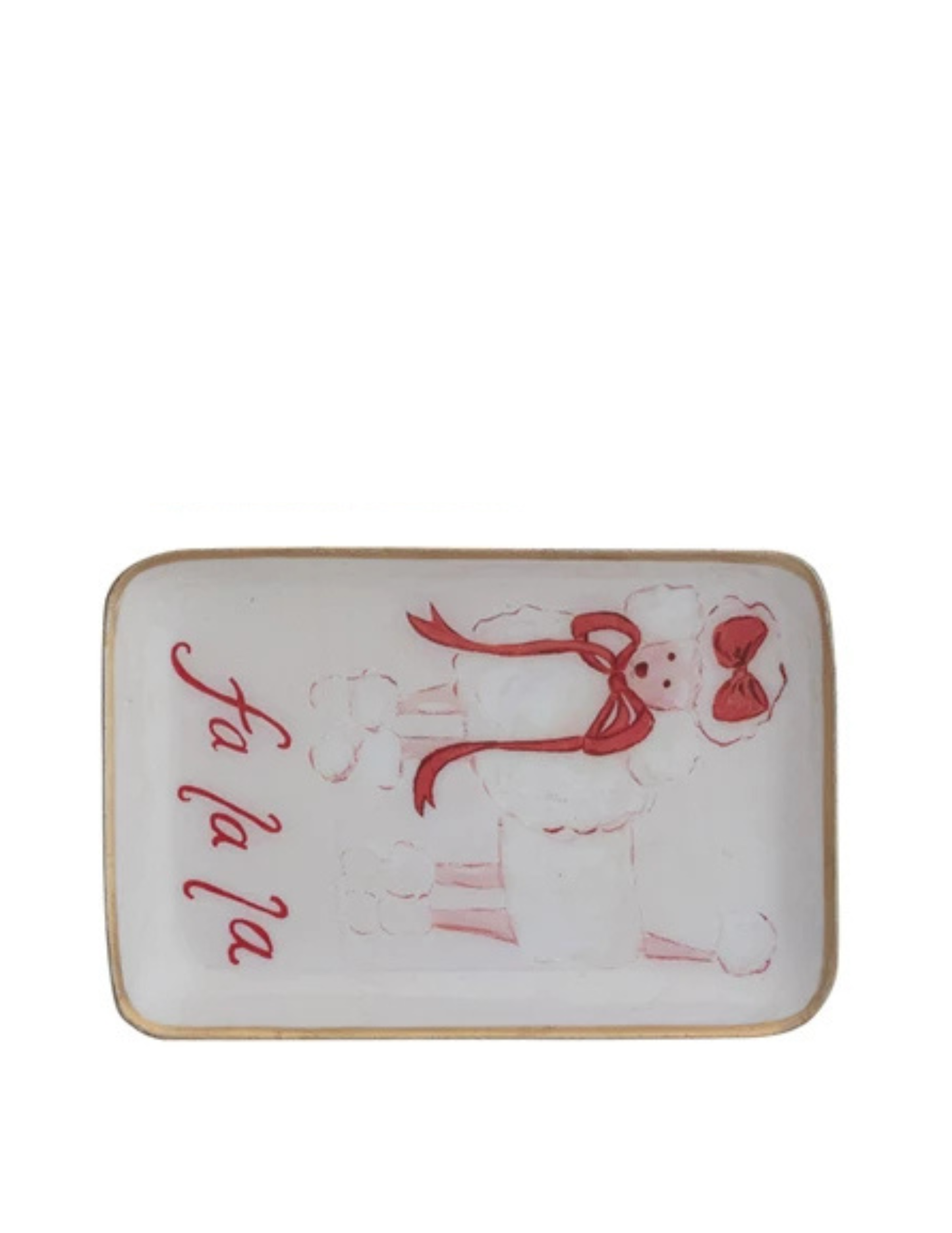 Enameled Metal Tray with Holiday Saying, Image & Gold Edge, 3 Styles ©