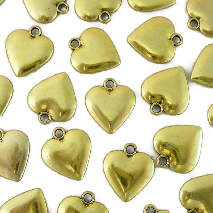 8 Plain Heart Gold Charms/Pendants by TIJC
