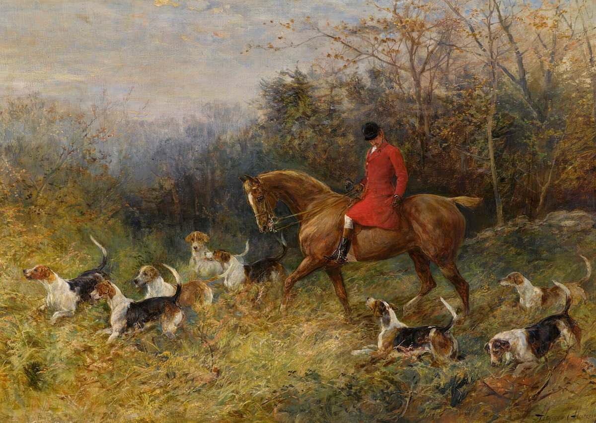 The Draw of the Hounds Antique Art Print: 8x10