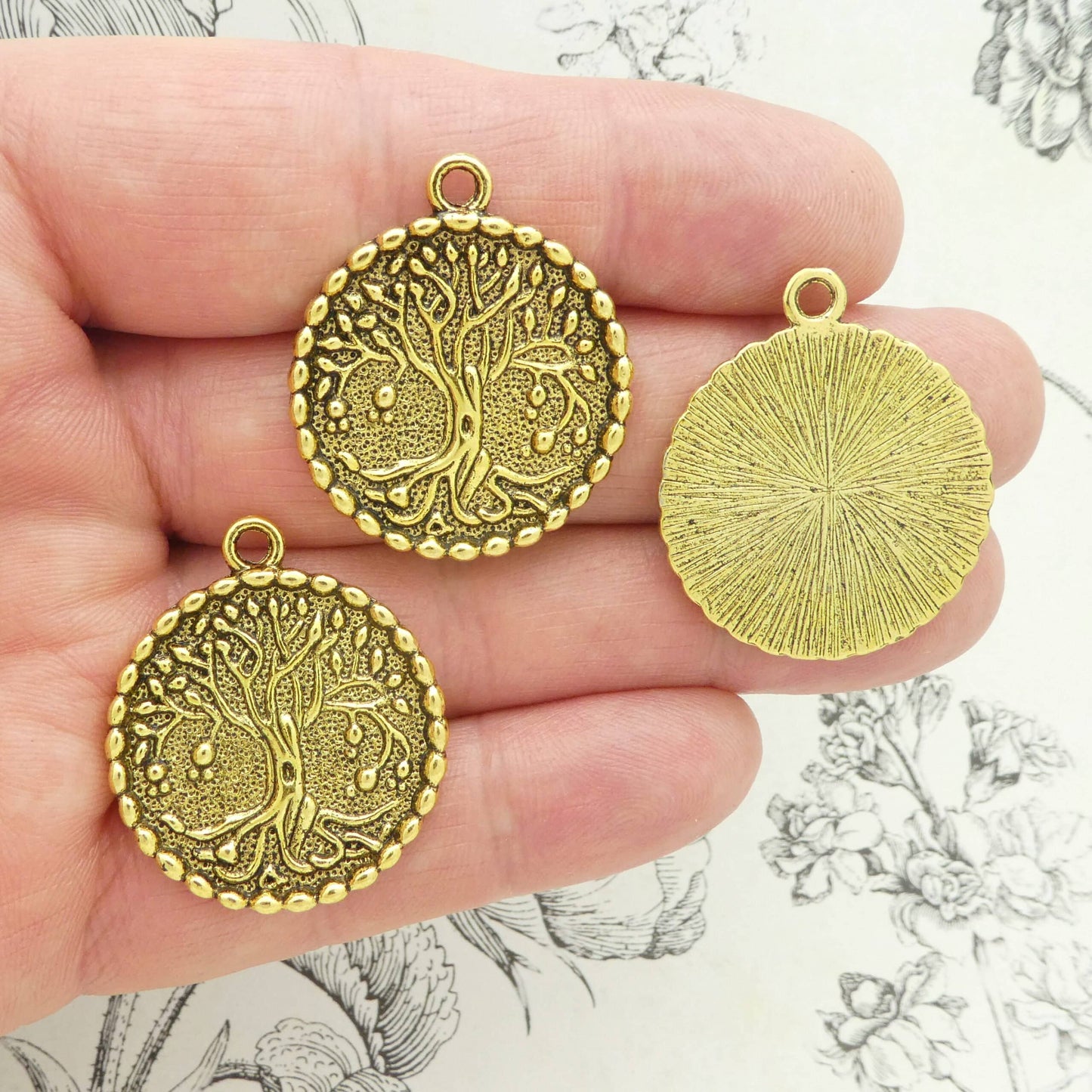 2 Tree of Life Charm Pendant Gold by TIJC SP2069