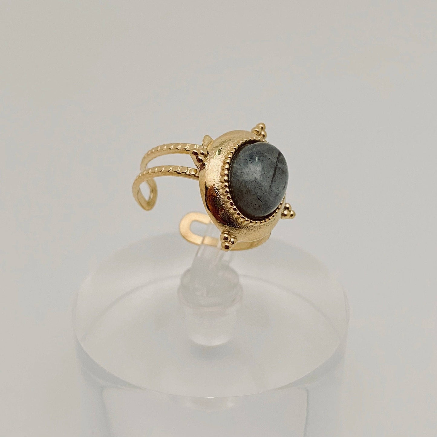 Gold Plated Stainless Steel Natural Stone Ring - FGS/CS