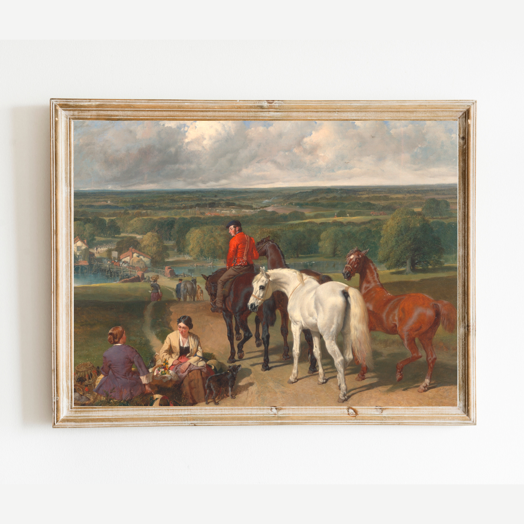 Exercising the Royal Horses Antique Art Print