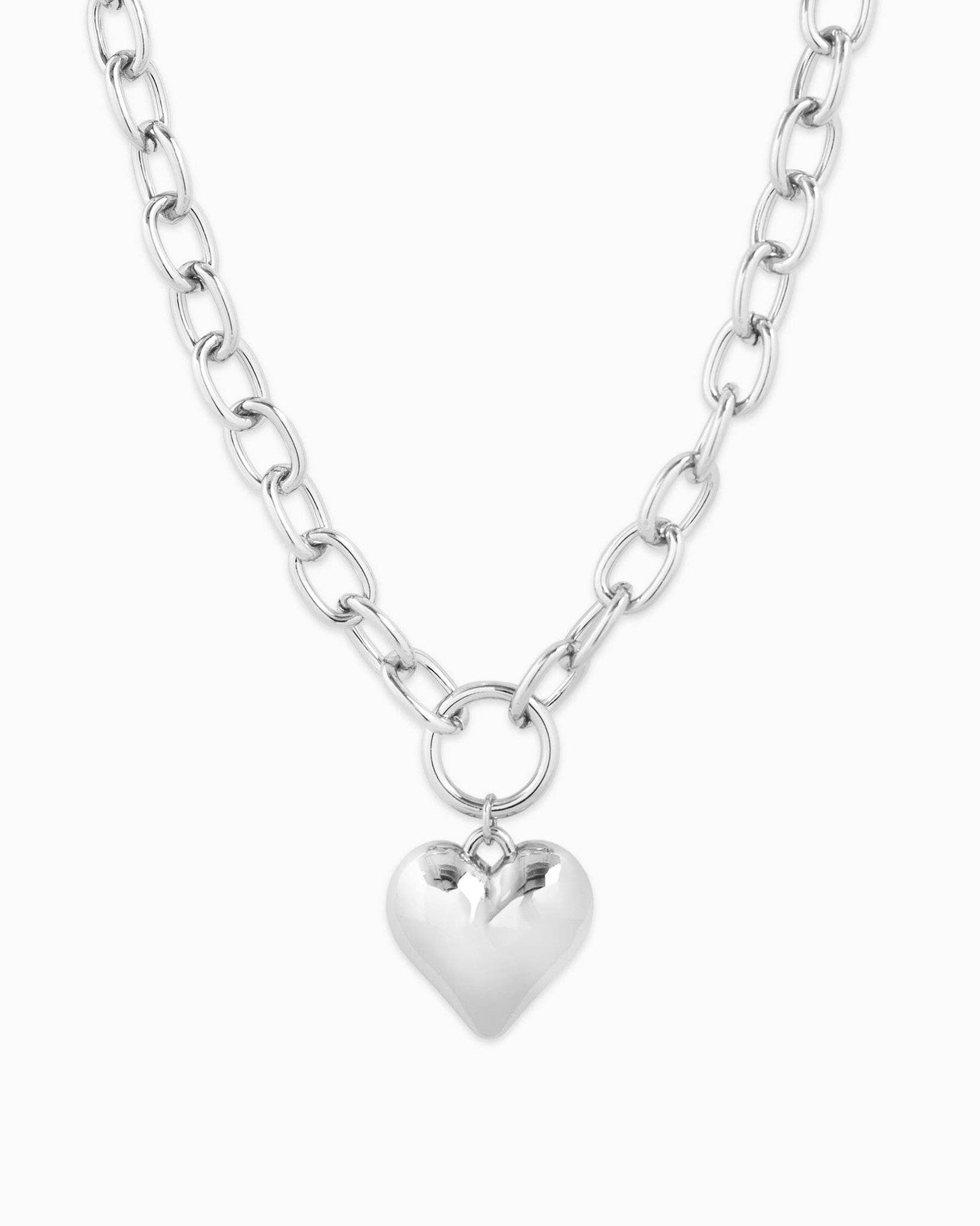 Puffy Heart Chunky Oval Chain Necklace: Gold