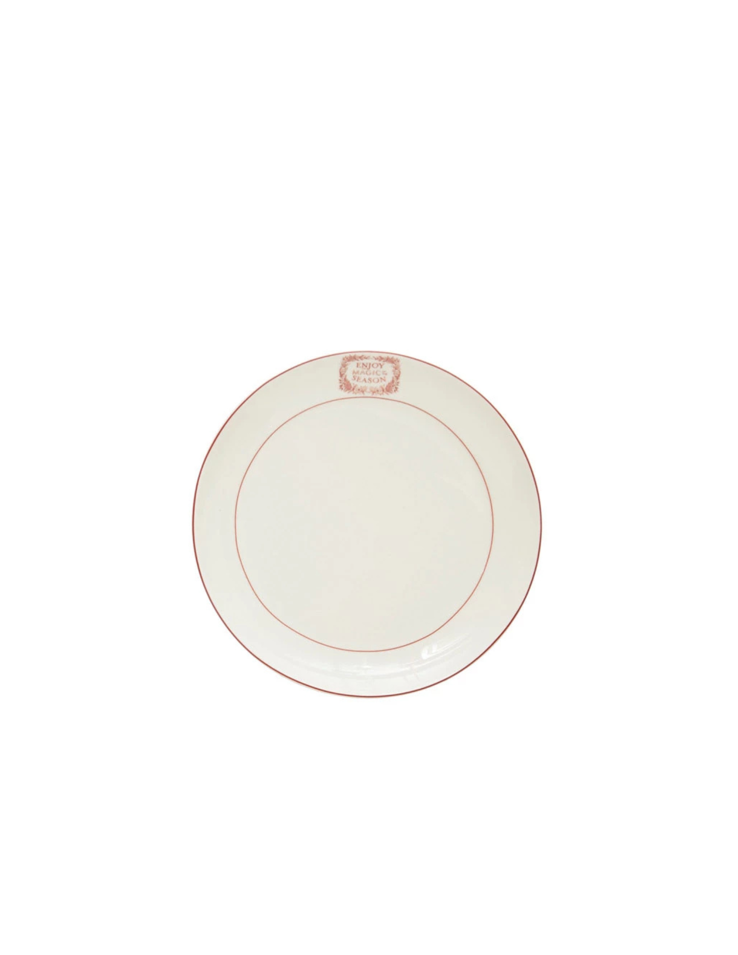 8" Round Stoneware Plate with Saying, White, Burgundy and Green, 4 Styles