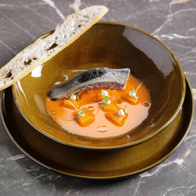 Bio Stoneware Amber Salad Bowl, 28 Oz: Stoneware