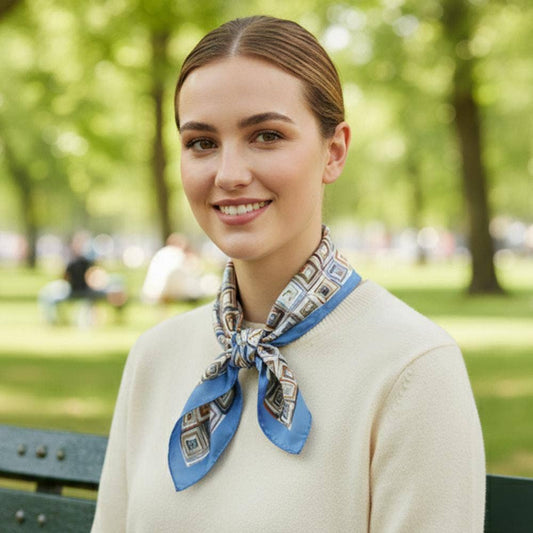 Geometric Abstract SquareSilky Bandana Square Neck Scarf 5: BL