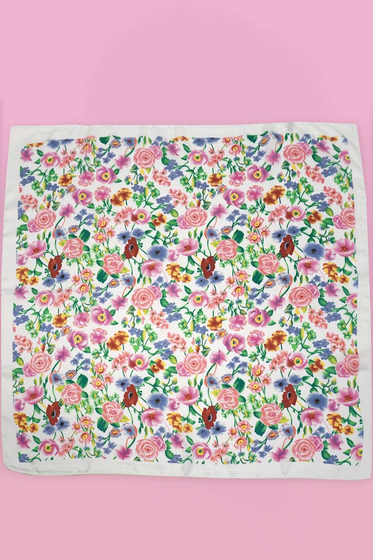 LARGE FLORAL PRINT BANDANA SCARF |  White