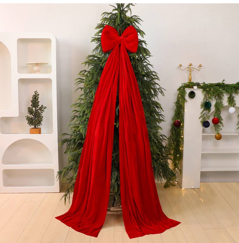 Extra Large Christmas Tree Topper Bow Decor: XL_Burgundy / L