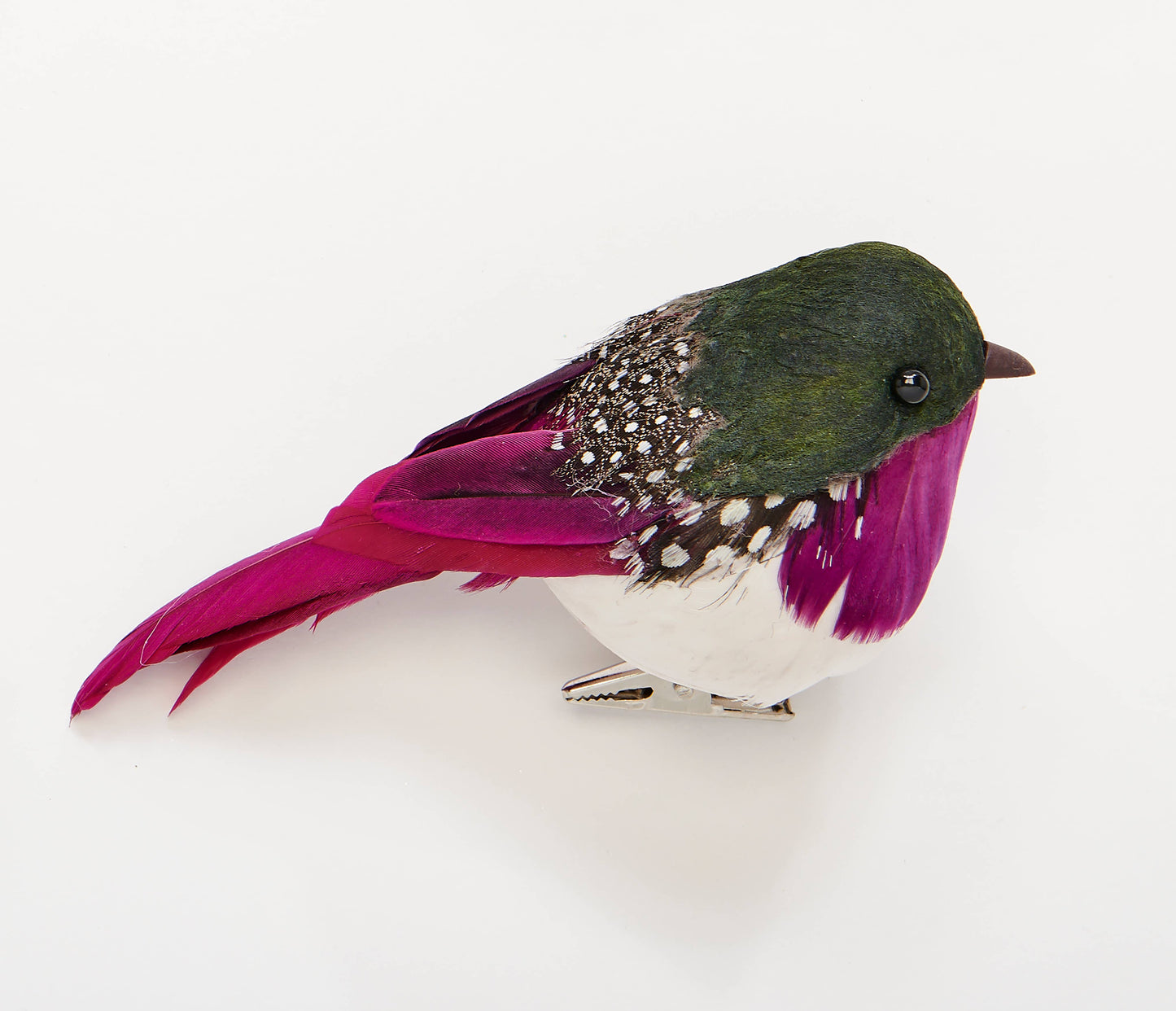 5" Feathered Bird with Metal Clip