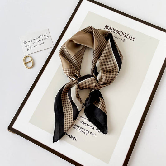 Letter Print Satin Square Scarf