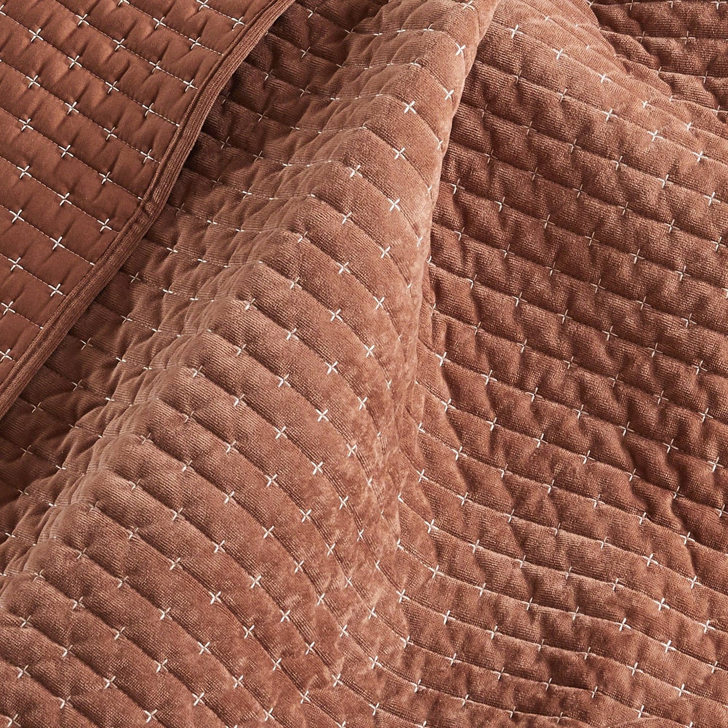 Green-Velvet Stitch Quilted Throw