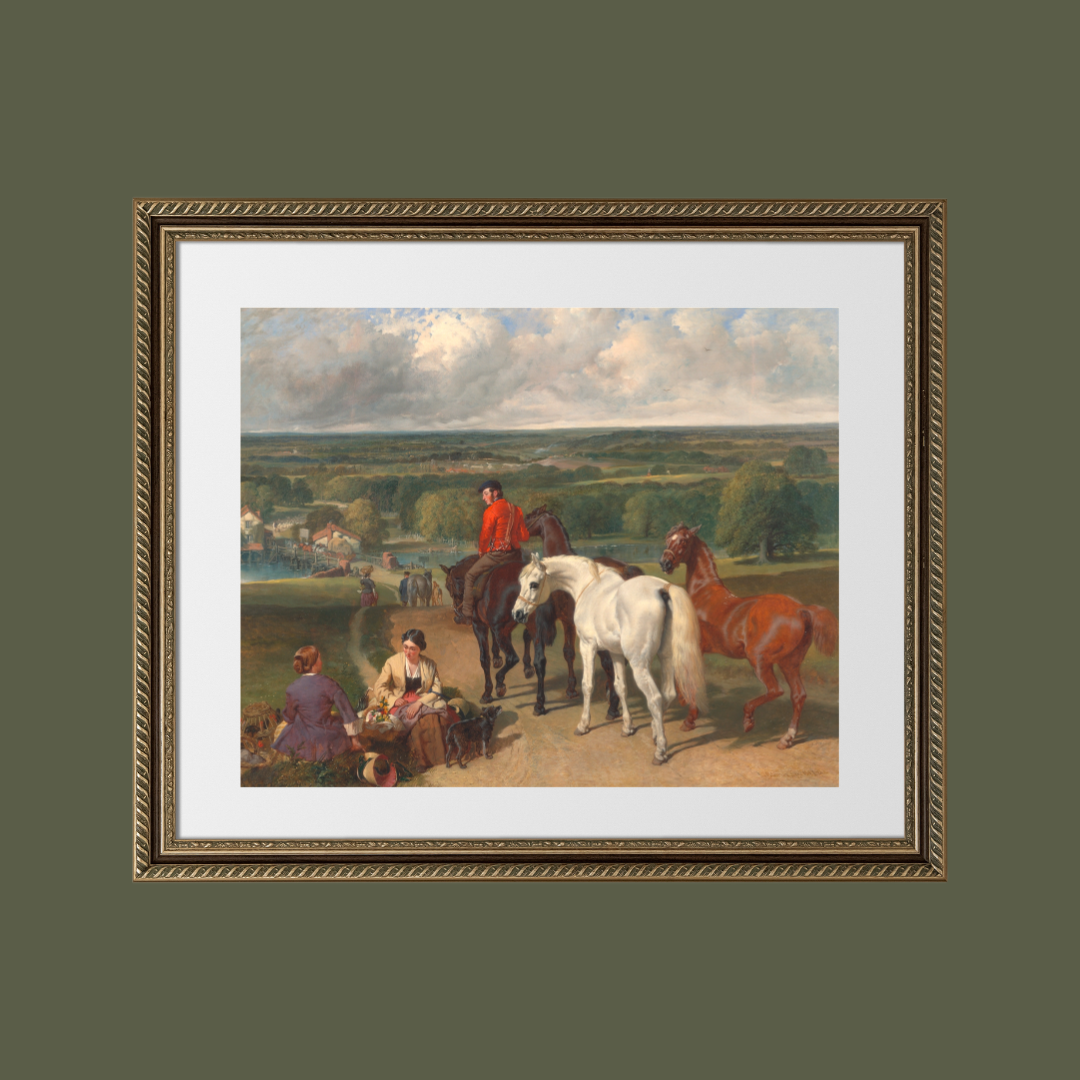 Exercising the Royal Horses Antique Art Print
