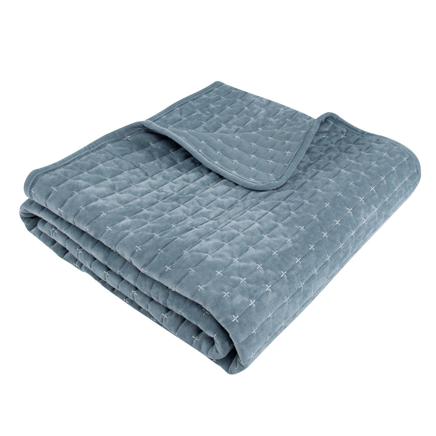 Green-Velvet Stitch Quilted Throw
