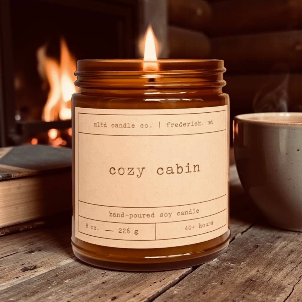 Cozy Cabin Soy Candle | Hand-Poured, Rustic, Minimalist: 8 oz. candle