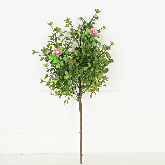 19" Bush-Boxwood w.Spring blossoms