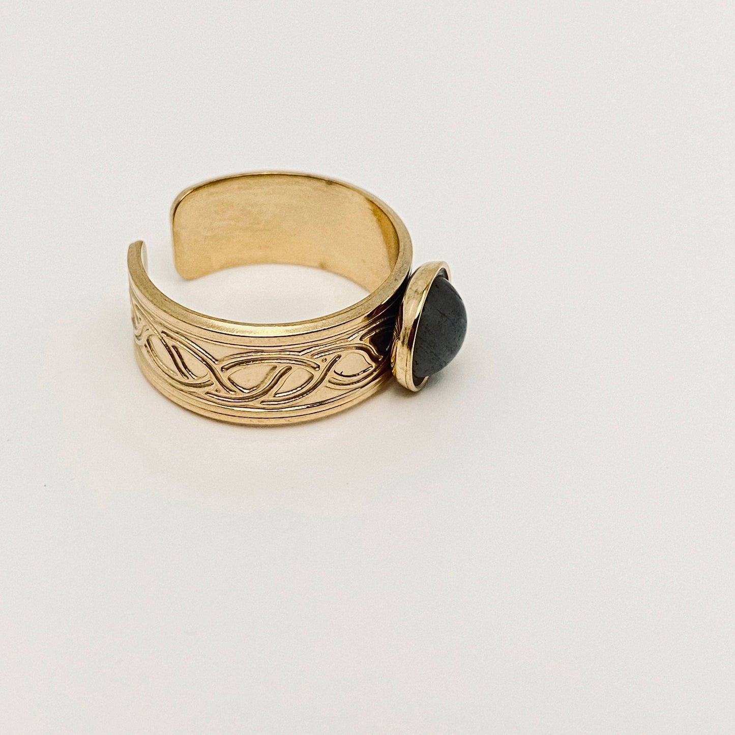 Gold Plated Stainless Steel Natural Stone Ring - FGS/CS