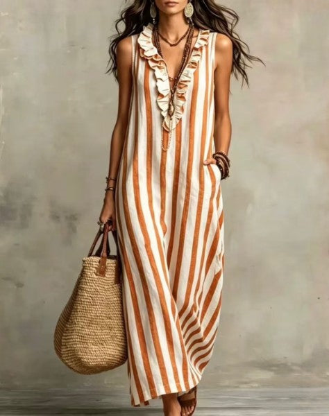 Striped Orange- Sundress