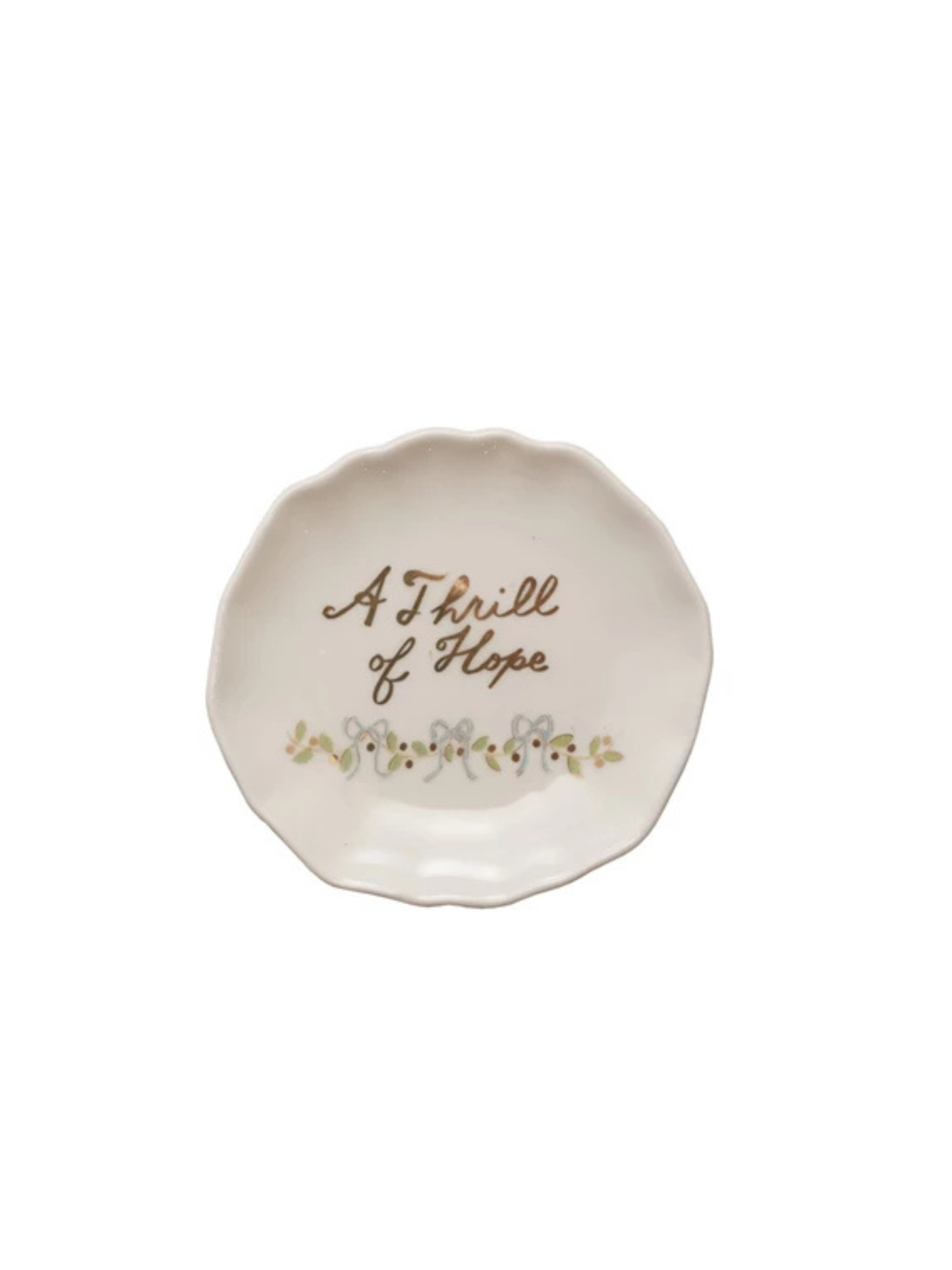 Stoneware Scalloped Plate with Gold Electroplating, 4 Styles