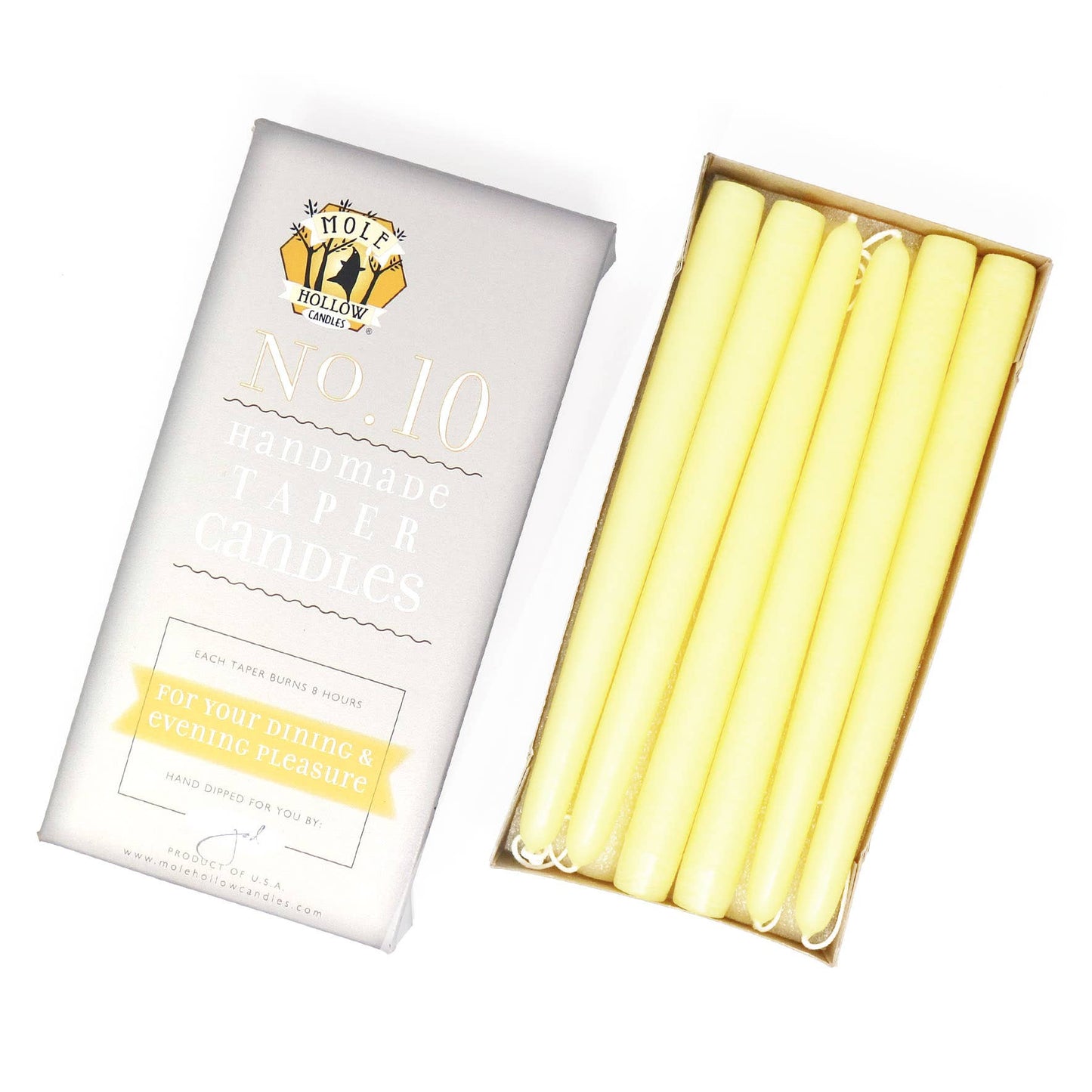 10" Hand Dipped Unscented Taper Candles - 39 Colors USA Made: Mauve