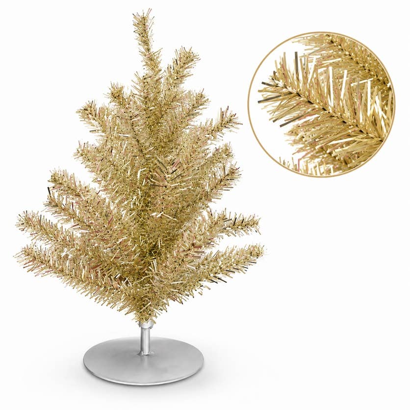 12" Tinsel Tabletop Christmas Tree - Select Color: Silver