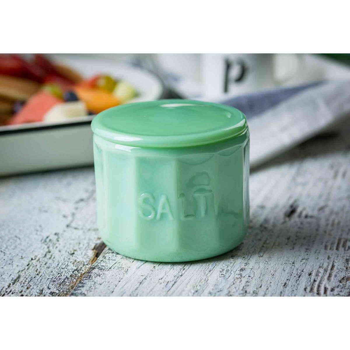 Salt Cellar With Lid- Jadeite Glass Collection