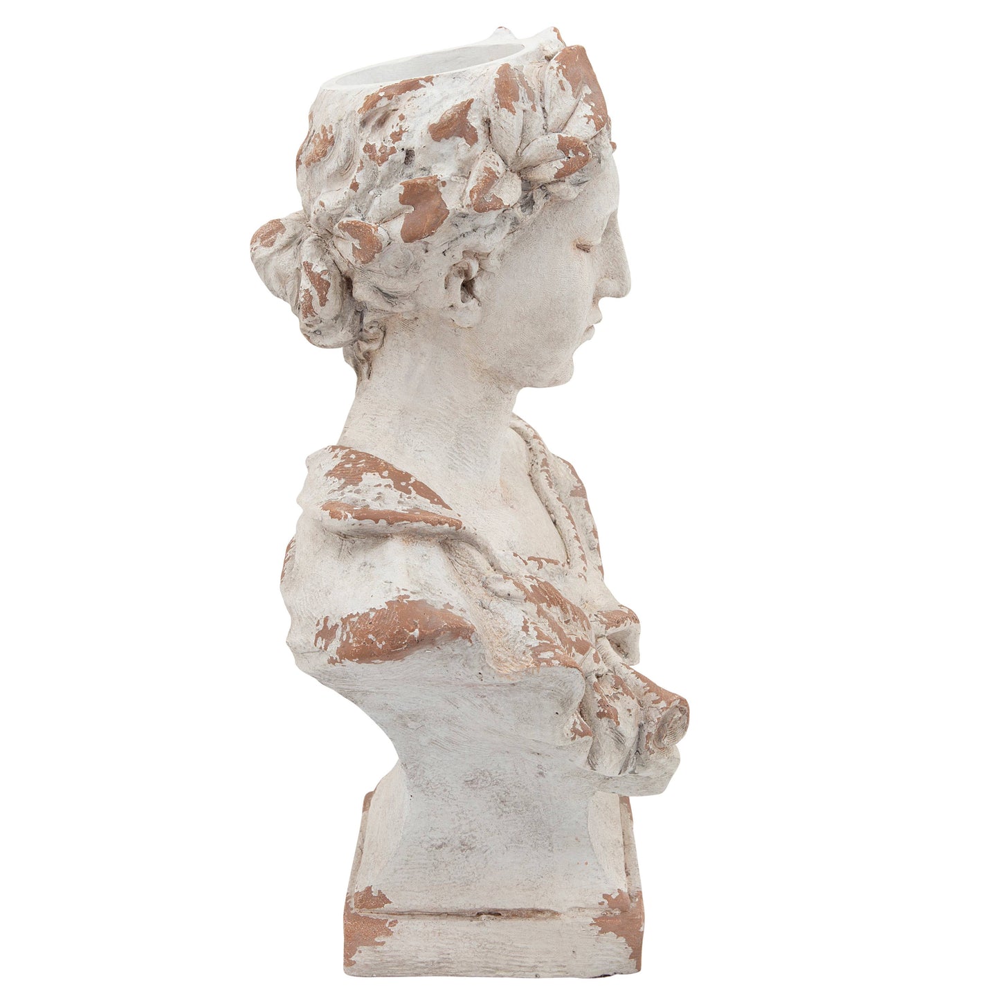 Resin Lady with Laurels Statue Woman Bust - White, 21 in.