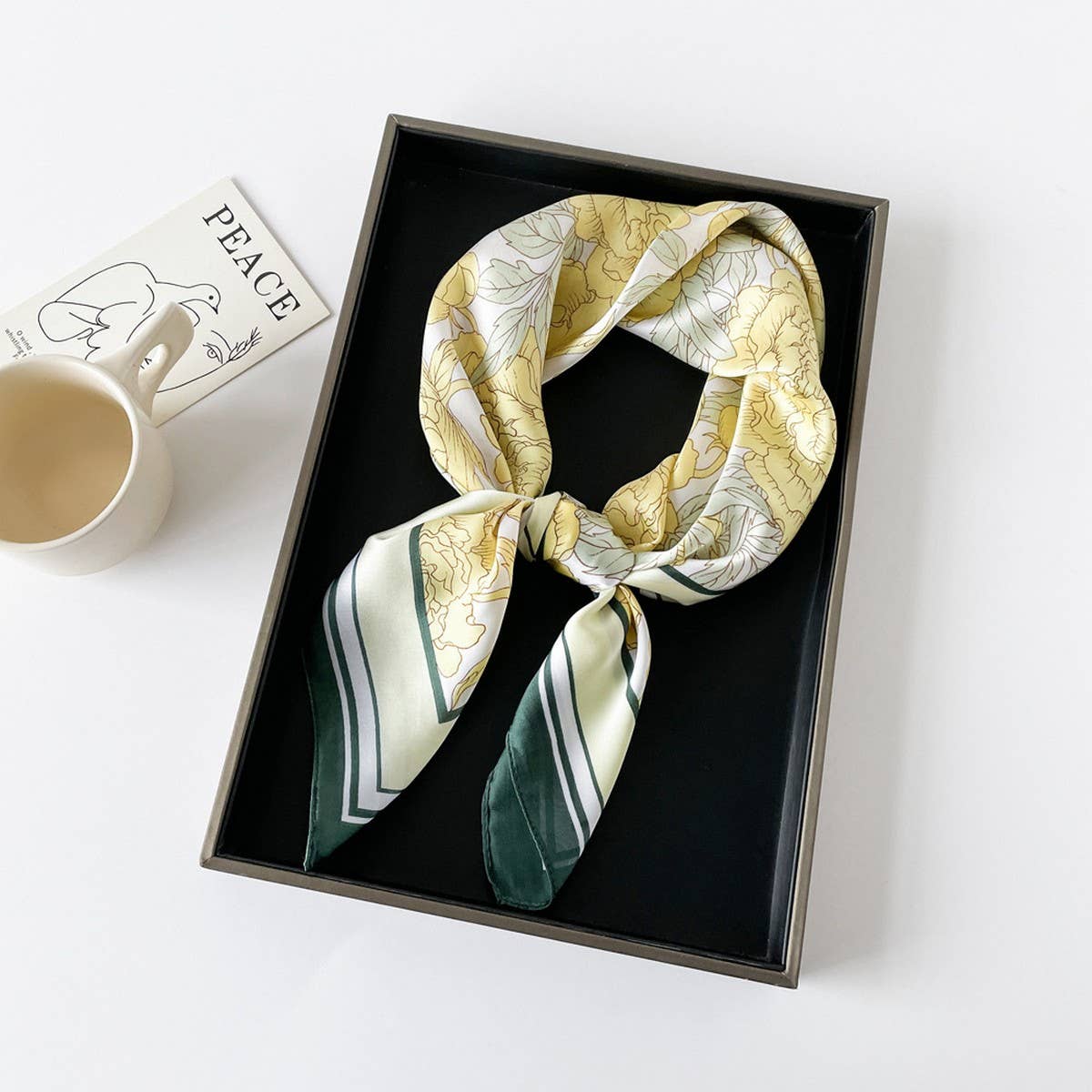 Letter Print Satin Square Scarf