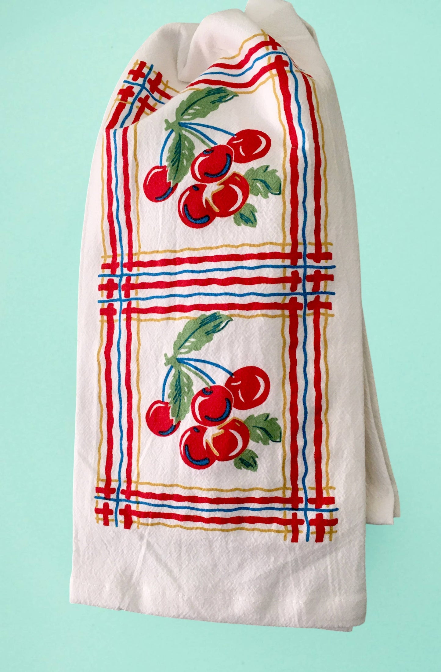 Sweet Cherries Retro Flour Sack Kitchen Towel