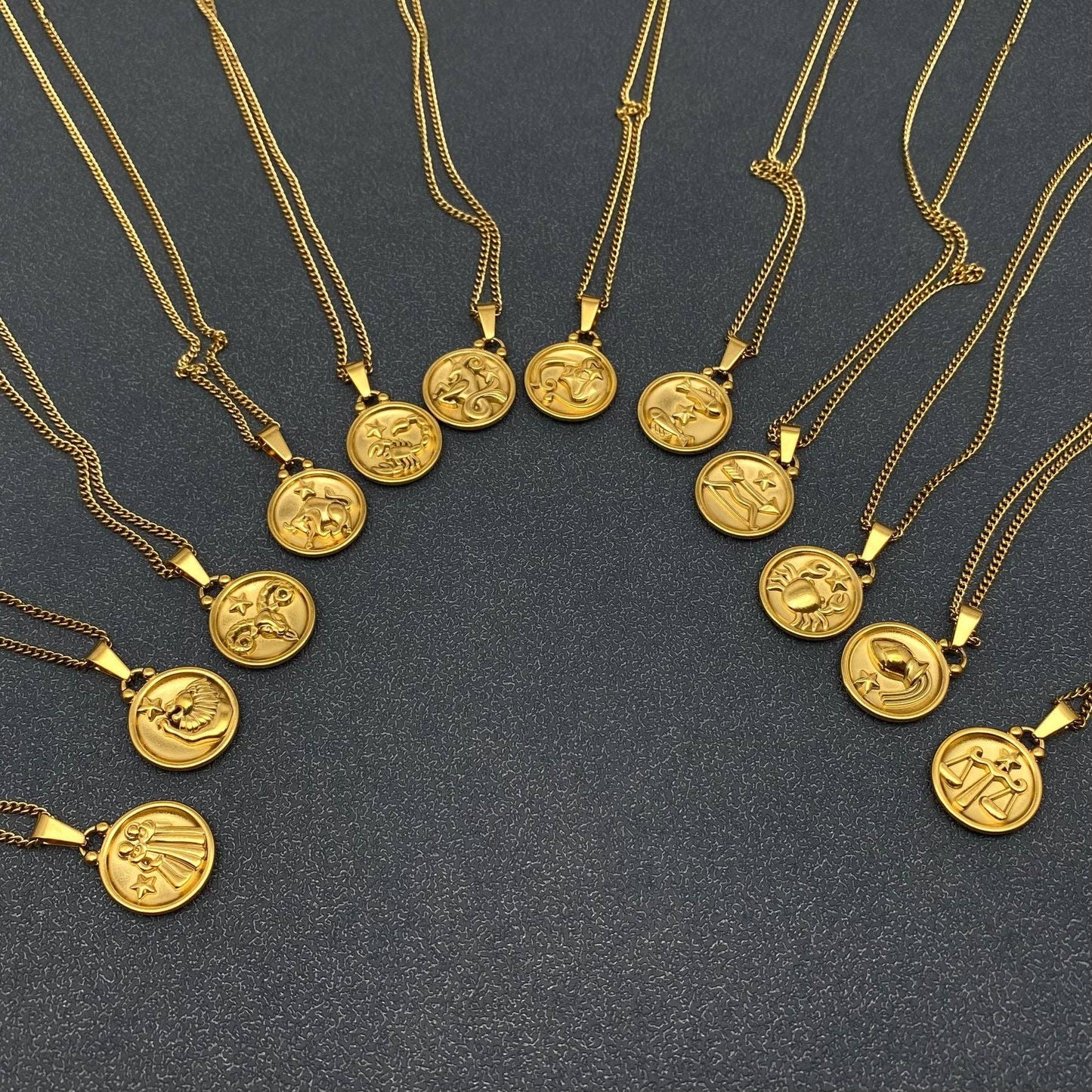 Zodiac 12 Constellation 18K Gold Plated SS Necklace - FGS