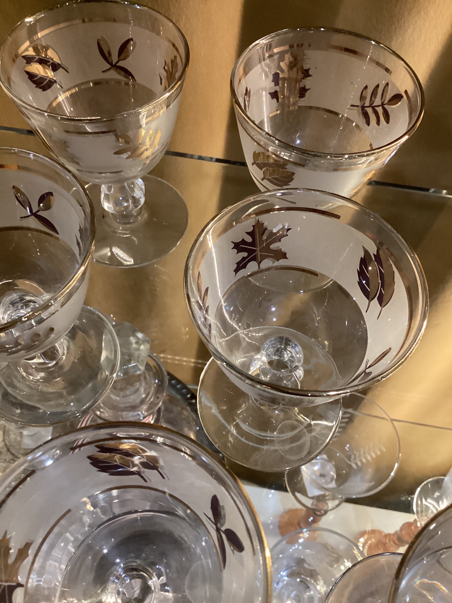 Gold Autumn Etched Port Glasses