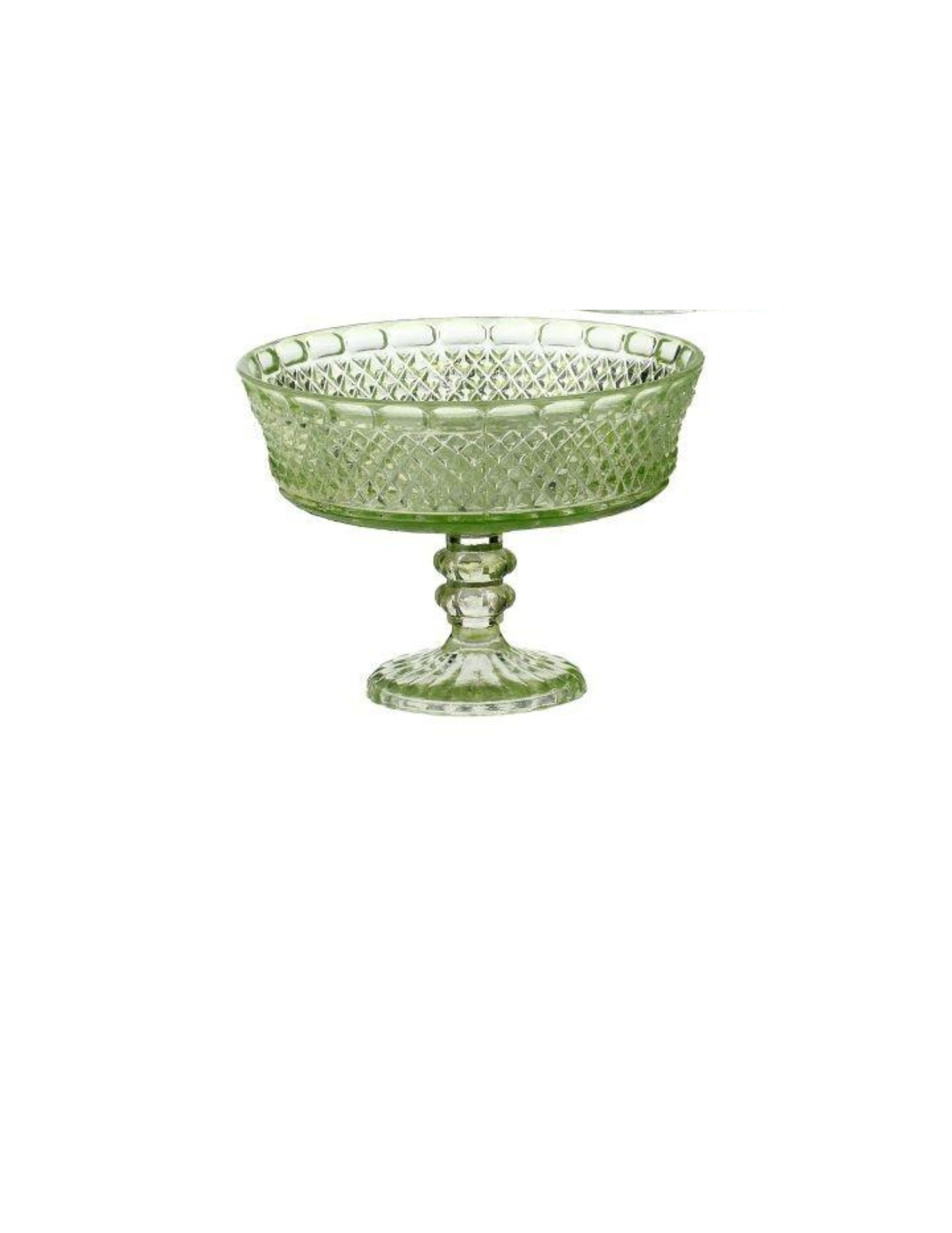 Green Vintage Hobnail Pedestal Dish